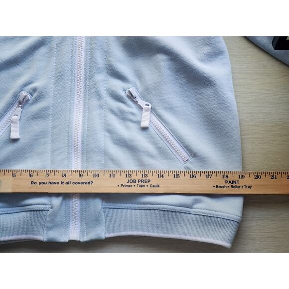 JACKET-ADRIENNE VITTADINI-Light Blue-Large White Zippers-Pockets-Size MED - Picture 8 of 10